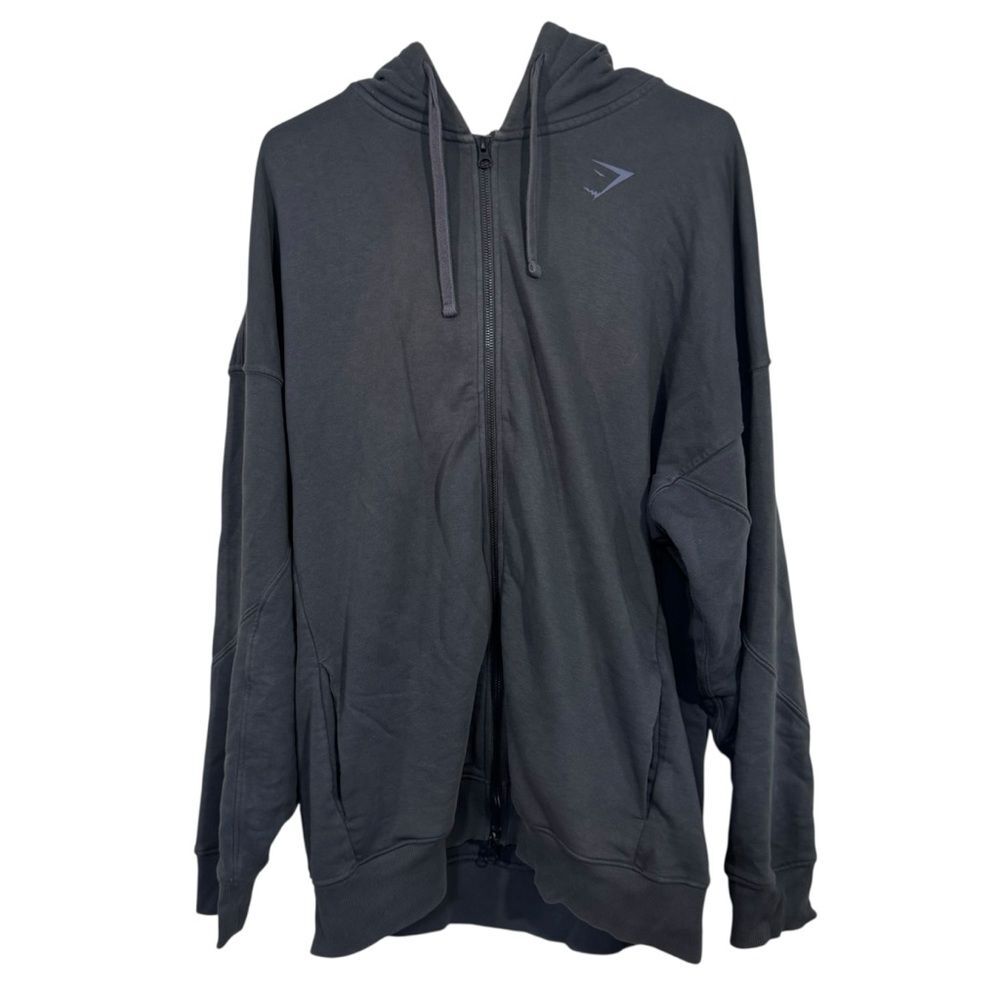 Gymshark Slate Blue Power Zip Full Length Oversized Hoodie Sweatshirt